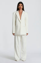 Women's Wide-Leg Tailored Trousers with High Waist and Pleated Front - 10