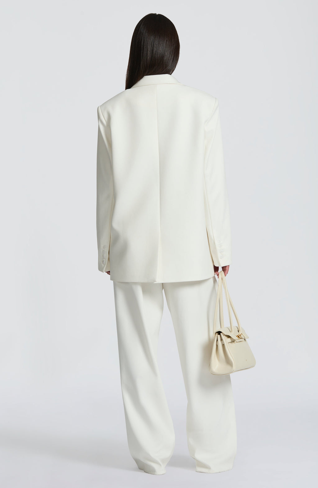 Women's Wide-Leg Tailored Trousers with High Waist and Pleated Front - 9