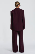 Women's Wide-Leg Tailored Trousers with High Waist and Pleated Front - 10