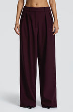 Women's Wide-Leg Tailored Trousers with High Waist and Pleated Front - 14