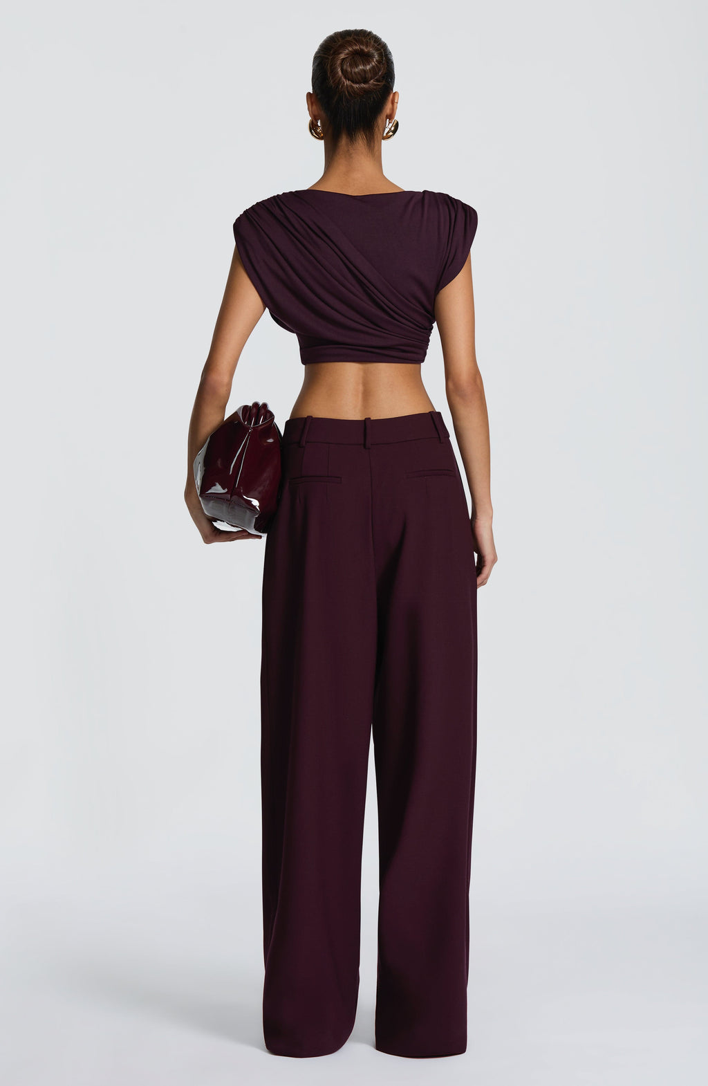 Women's Wide-Leg Tailored Trousers with High Waist and Pleated Front - 6