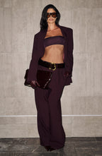 Women's Wide-Leg Tailored Trousers with High Waist and Pleated Front - 12