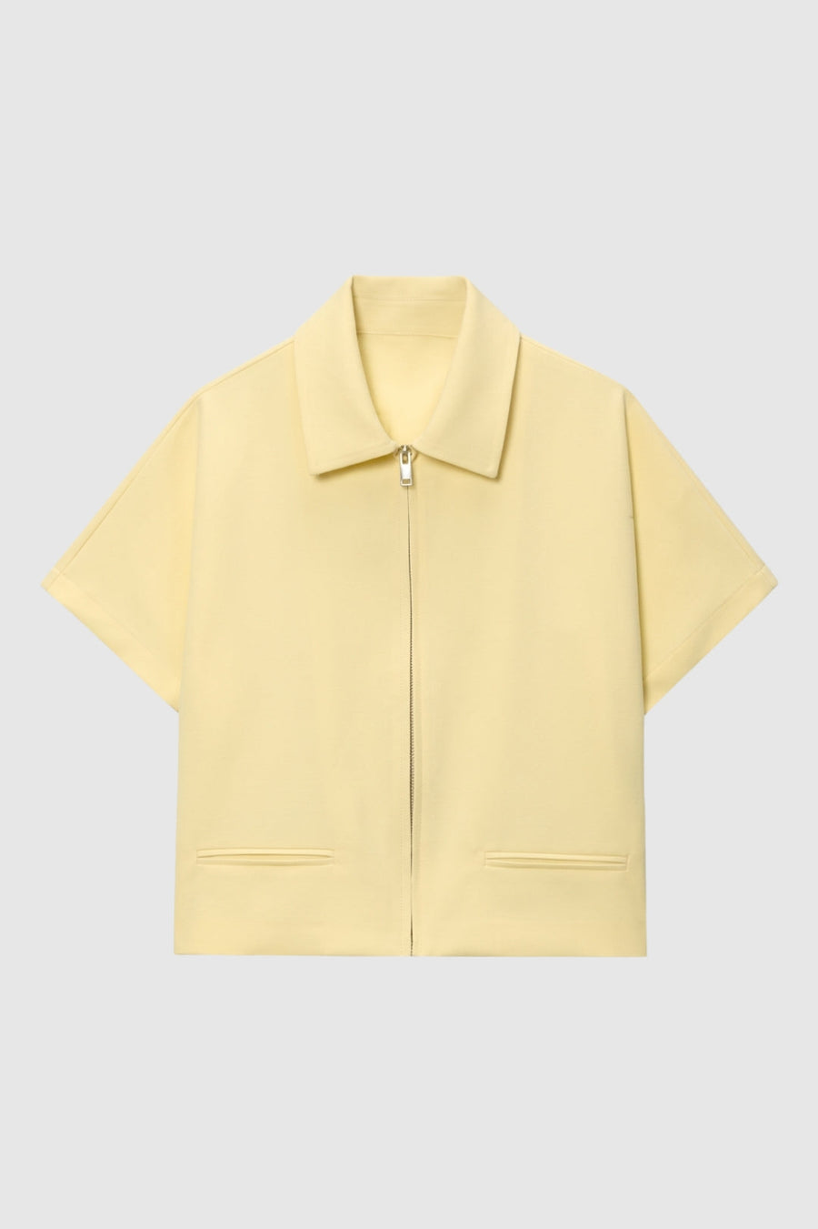 Women's Cropped Jacket with Zip and Lapel Collar
