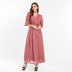Women's Maxi Dress with Wrap Neckline and Tie Waist - 3
