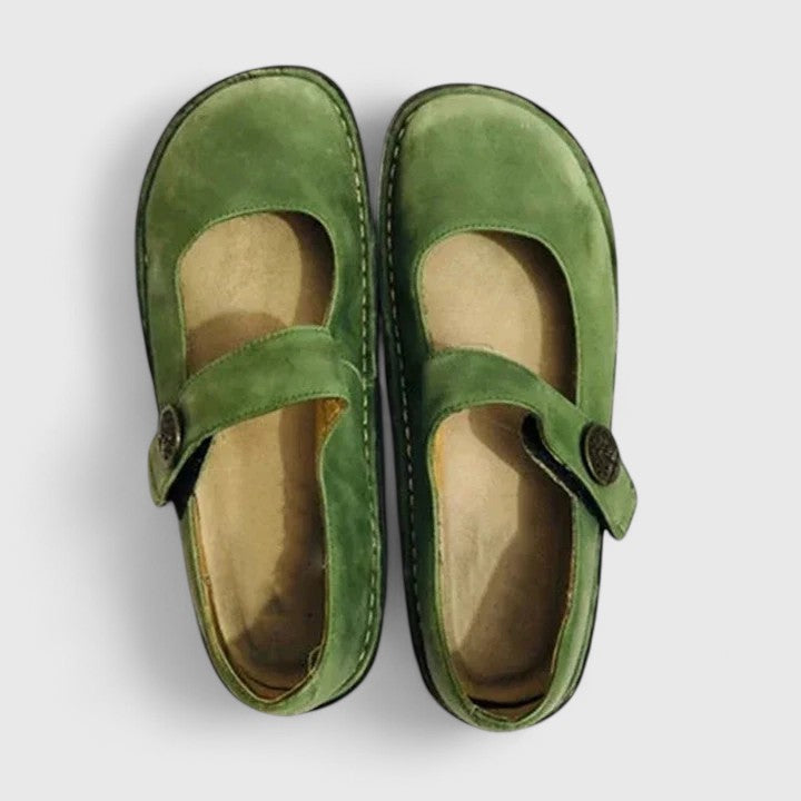 Women's Mary Jane Flats with Adjustable Strap and Round Toe - 6