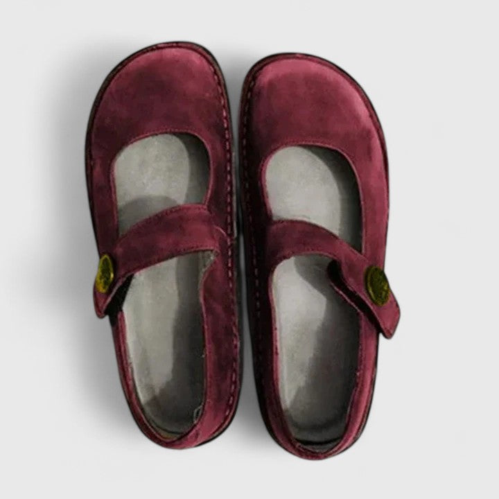 Women's Mary Jane Flats with Adjustable Strap and Round Toe - 8
