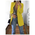 Women's Longline Blazer with Structured Shoulders - Yellow