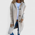 Women's Longline Button-Front Cardigan with Pockets - Beige