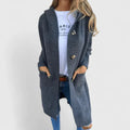 Women's Longline Button-Front Cardigan with Pockets - Grey