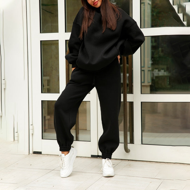 Women's Oversized Jogger Co-ord Set with Relaxed Sweat Top