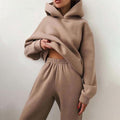 Women's Oversized Jogger Co-ord Set with Relaxed Sweat Top - Light Brown