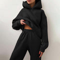 Women's Oversized Jogger Co-ord Set with Relaxed Sweat Top - Black