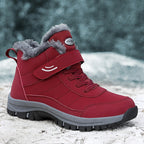 Women's Ankle Boots with Faux Fur Trim and Adjustable Strap - 2