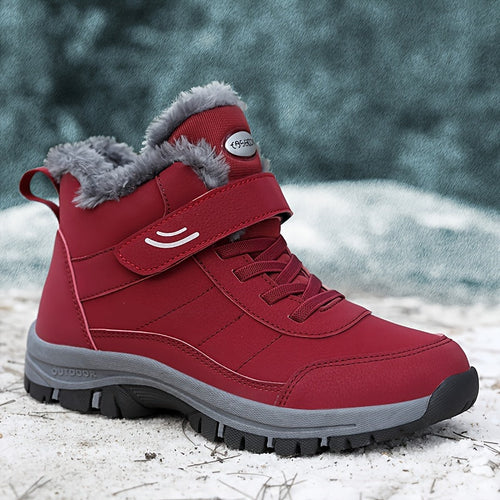 Women's Ankle Boots with Faux Fur Trim and Adjustable Strap - 2