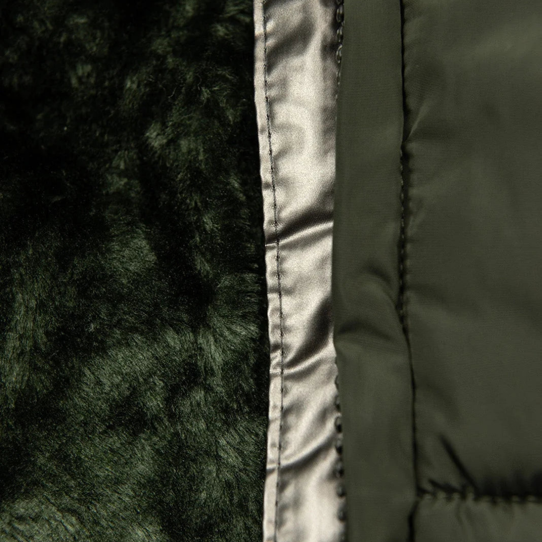 Women's Quilted Coat with Faux Fur Lined Hood and Zip Pockets - 3