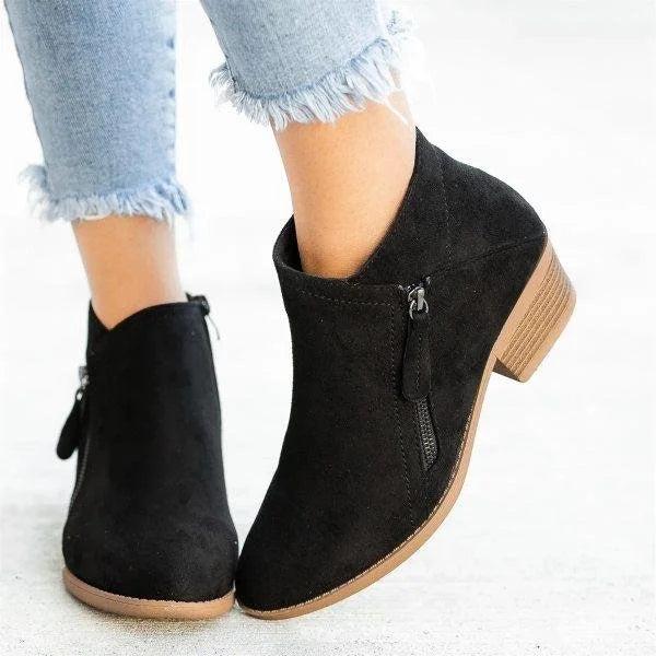 Women's Ankle Boots with Cushioned Insole and Side Zip