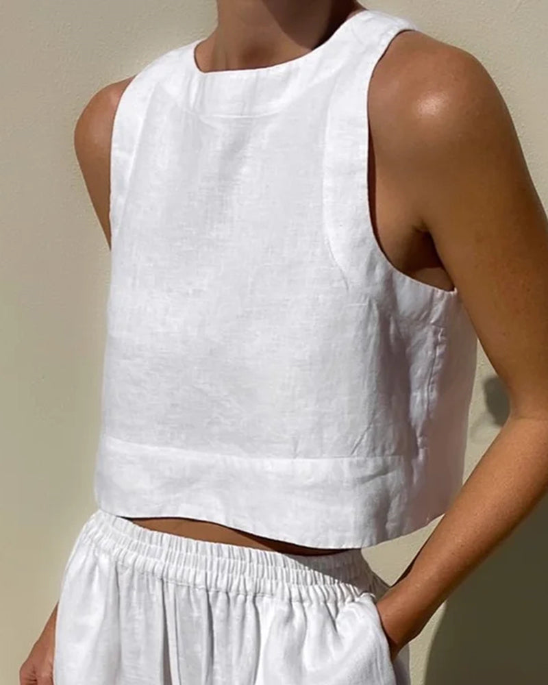Women's Sleeveless Top and Wide-Leg Trousers Co-ord Set - 2
