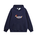 Women's Hoodie with Embroidered Dachshund Design - Navy Blue