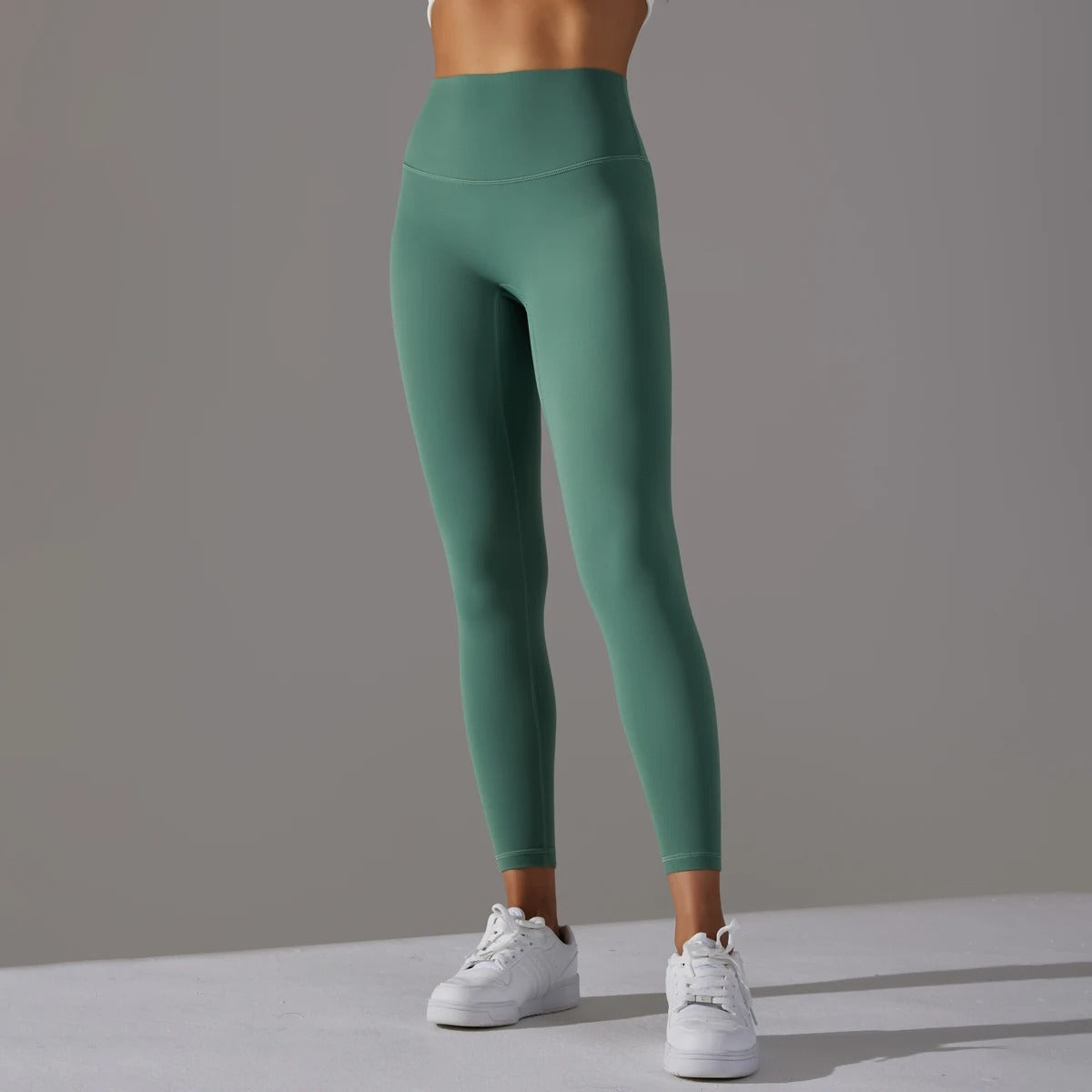 Women's High Waist Leggings Stretch with Flattering Fit - Emerald Green