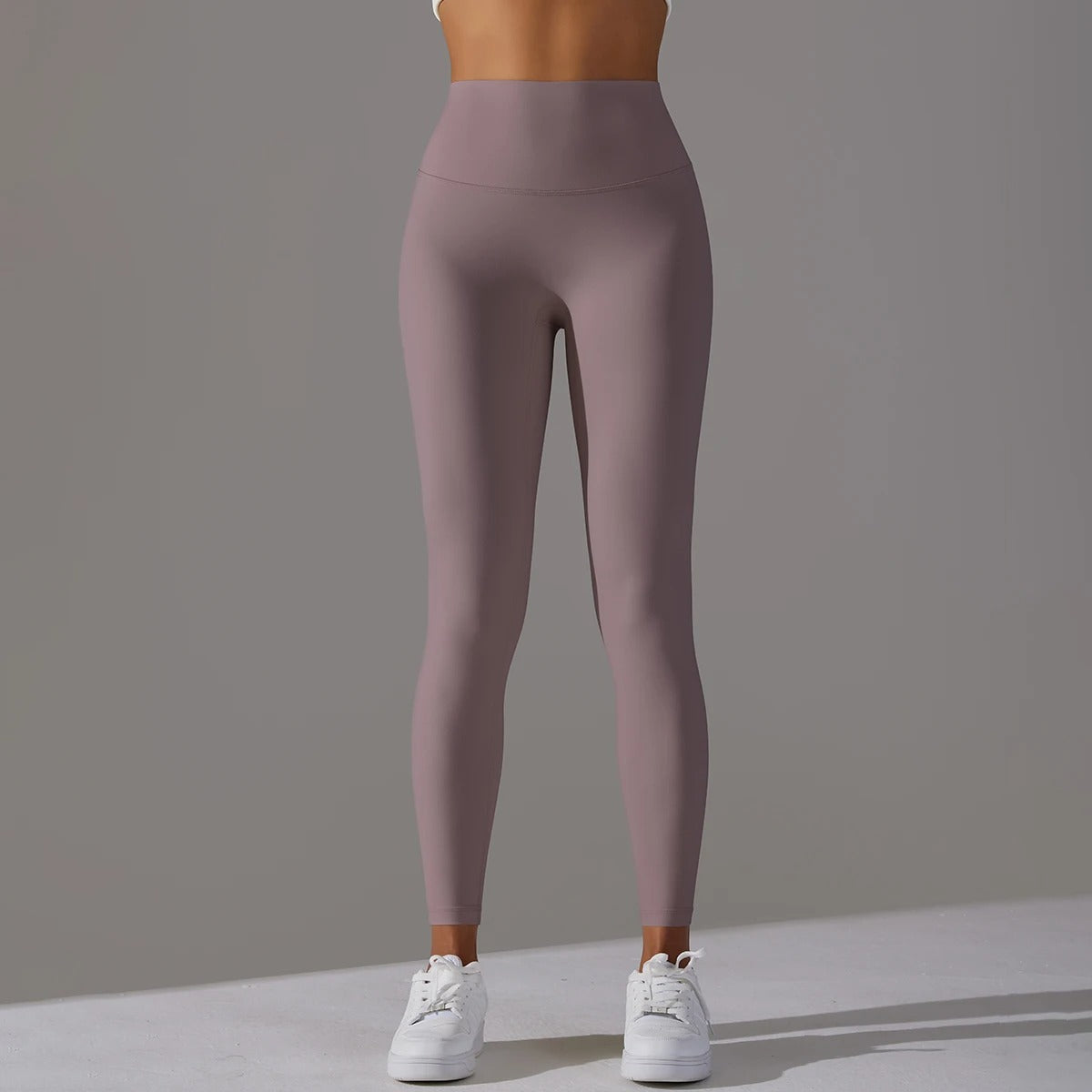 Women's High Waist Leggings Stretch with Flattering Fit - Taupe