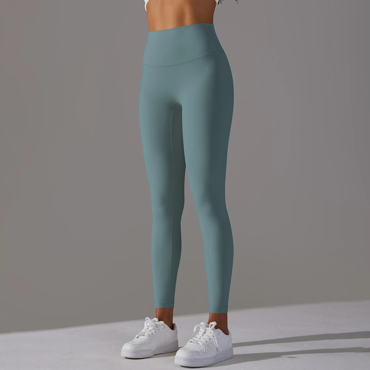 Women's High Waist Leggings Stretch with Flattering Fit - Mystic Green