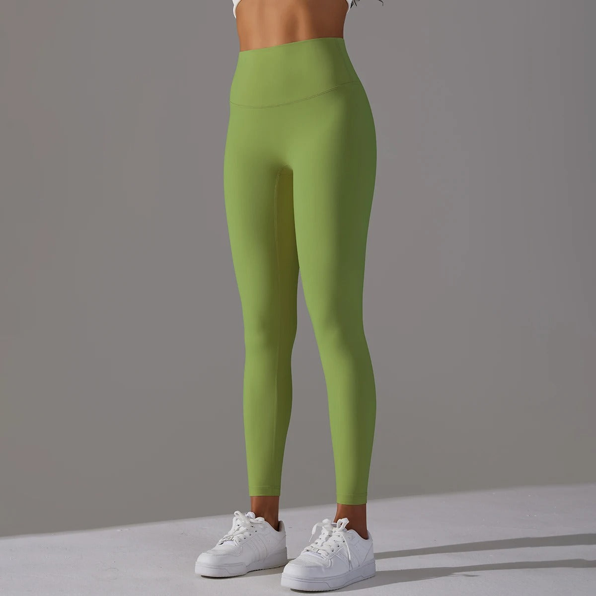 Women's High Waist Leggings Stretch with Flattering Fit - Olive Green