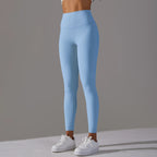 Women's High Waist Leggings Stretch with Flattering Fit - Light Blue