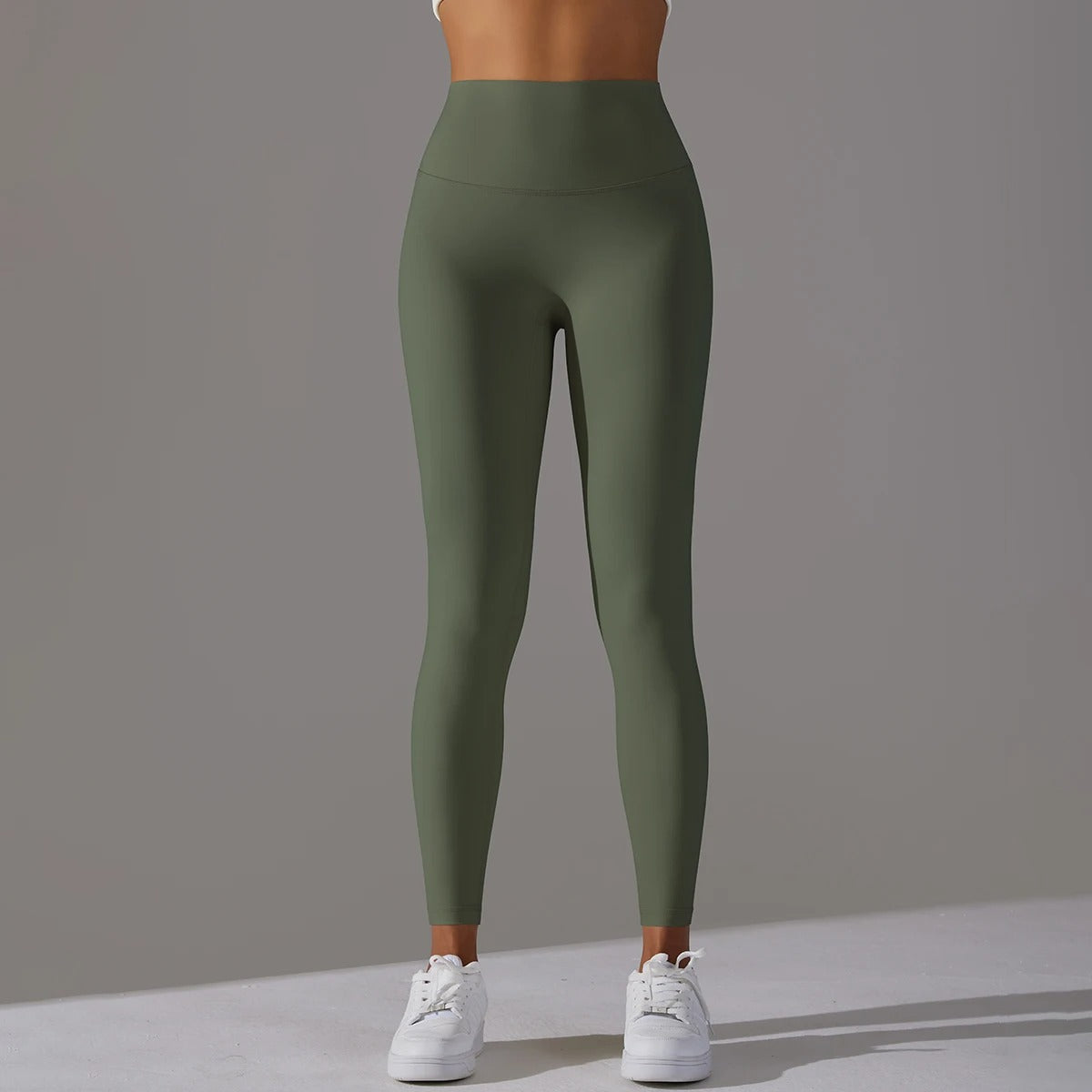 Women's High Waist Leggings Stretch with Flattering Fit - Army Green