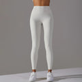 Women's High Waist Leggings Stretch with Flattering Fit - White/Grey