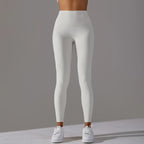 Women's High Waist Leggings Stretch with Flattering Fit - White/Grey