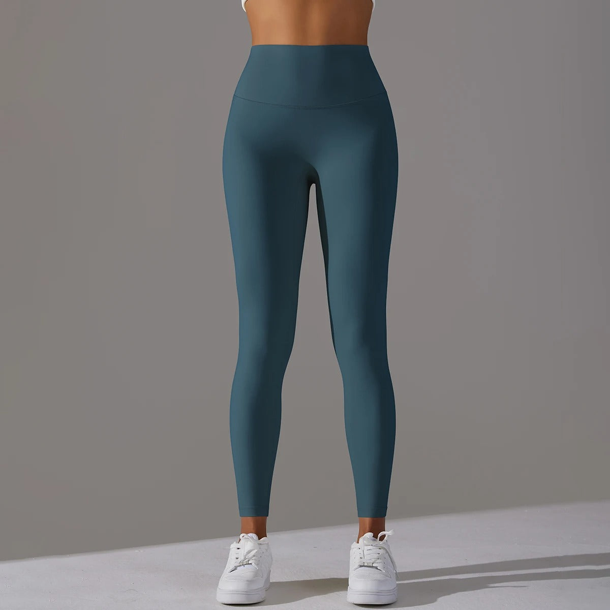 Women's High Waist Leggings Stretch with Flattering Fit - Blue Green