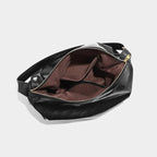 Women's Patent Vegan Leather Shoulder Bag with Curved Slouch - 6