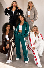 Women's Striped Co-Ord Set with Zip Jacket and Wide-Leg Trousers - 3