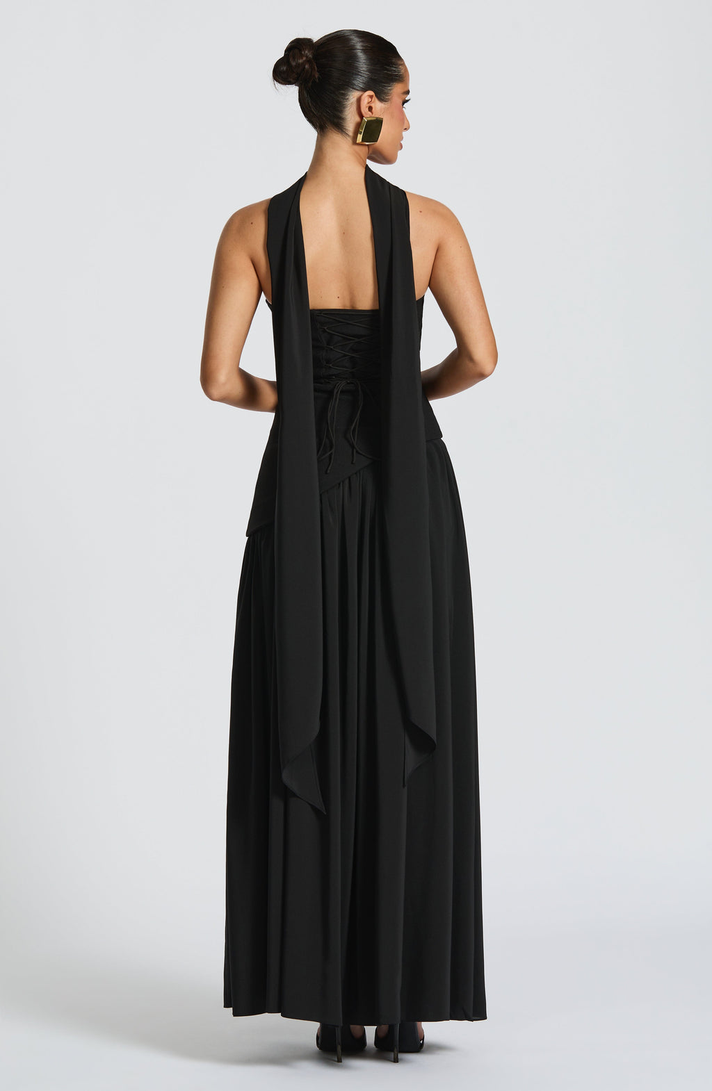 Women's Maxi Evening Gown Strapless with High Slit and Draped Cape Sleeve - 4