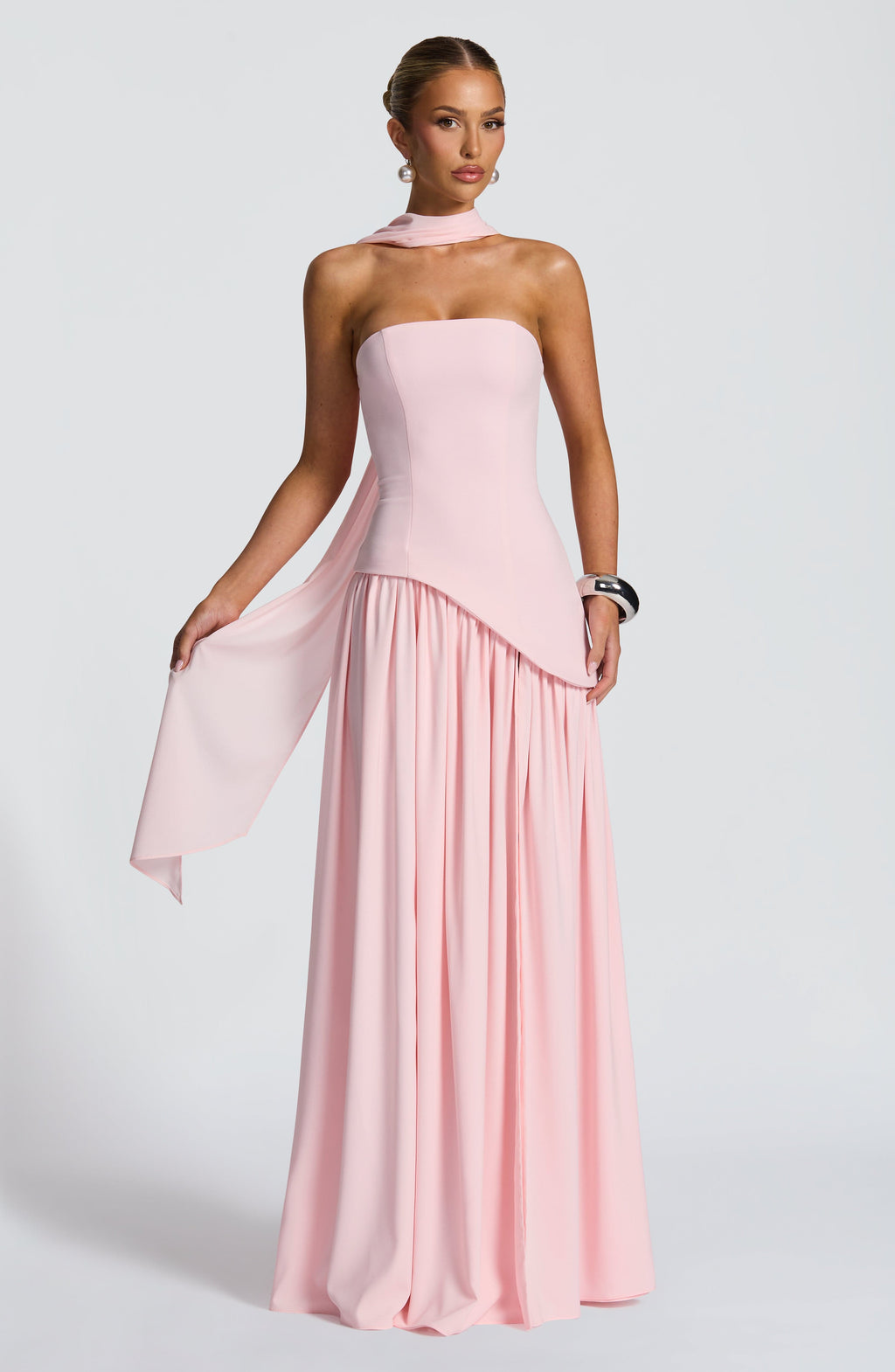 Women's Maxi Dress One Shoulder with Front Slit and A-Line Skirt - 5