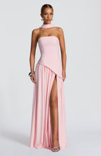 Women's Maxi Dress One Shoulder with Front Slit and A-Line Skirt - 13