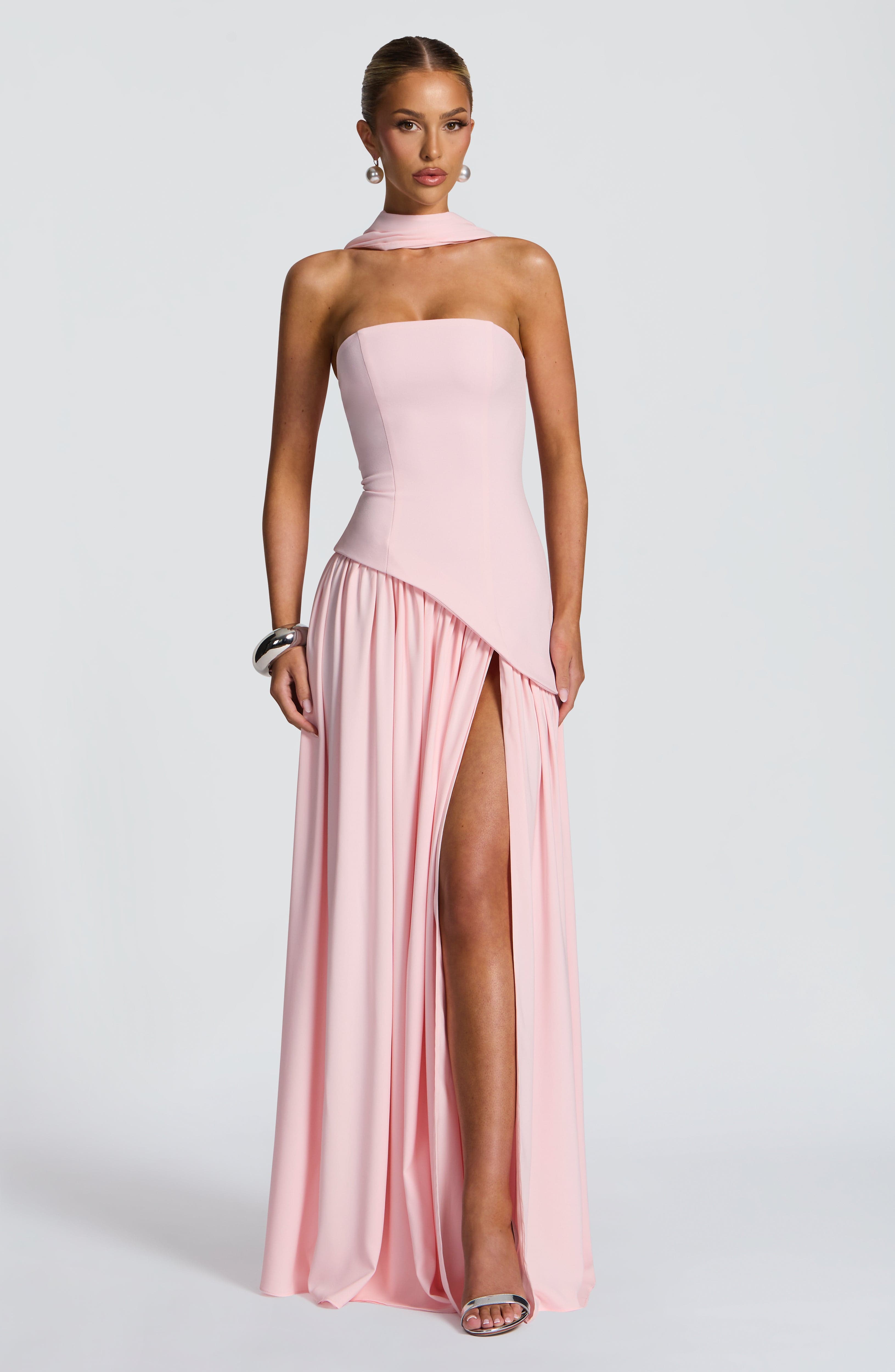 Women's Maxi Dress One Shoulder with Front Slit and A-Line Skirt - 13