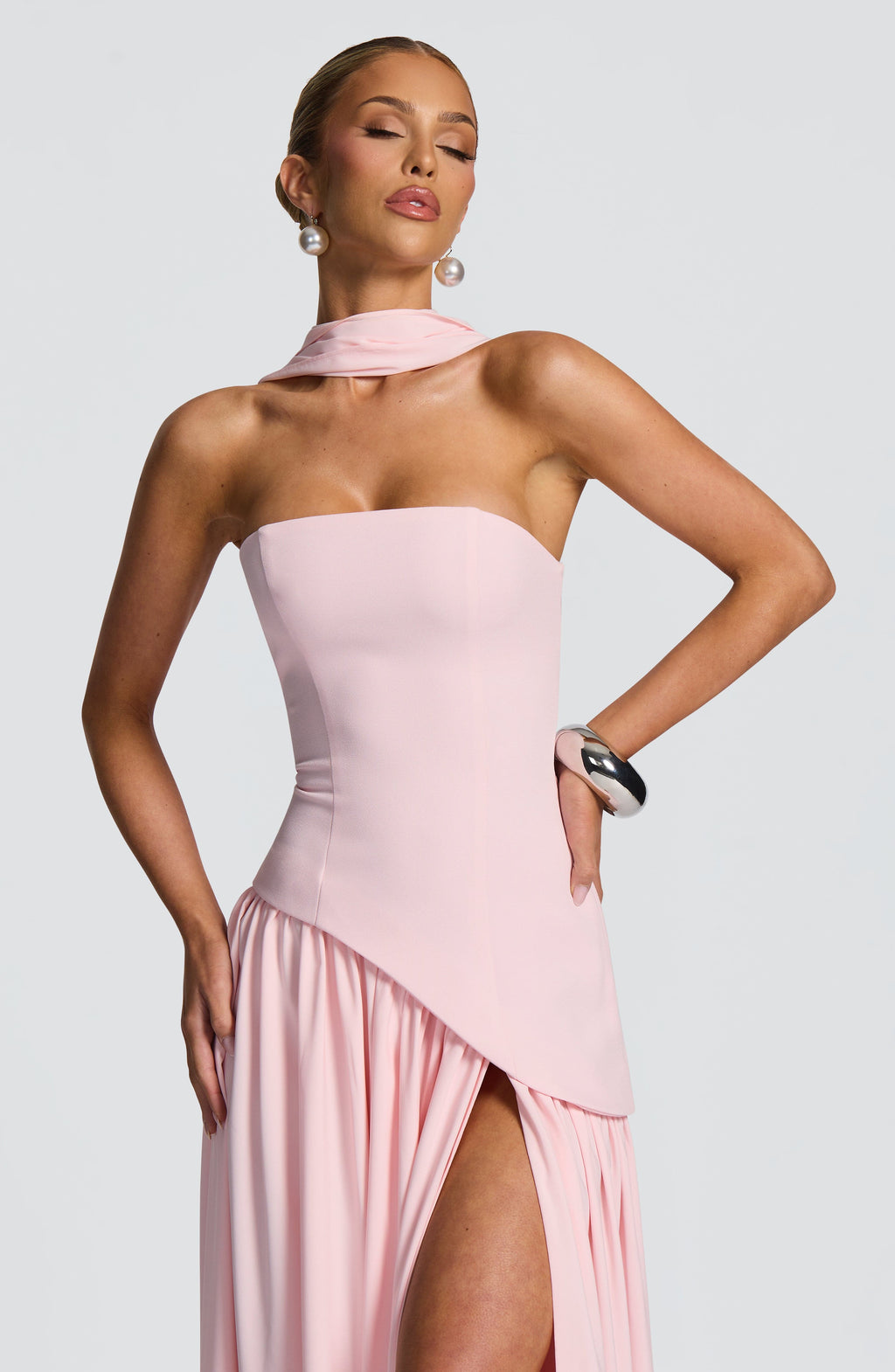 Women's Maxi Dress One Shoulder with Front Slit and A-Line Skirt - 9
