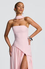 Women's Maxi Dress One Shoulder with Front Slit and A-Line Skirt - 9