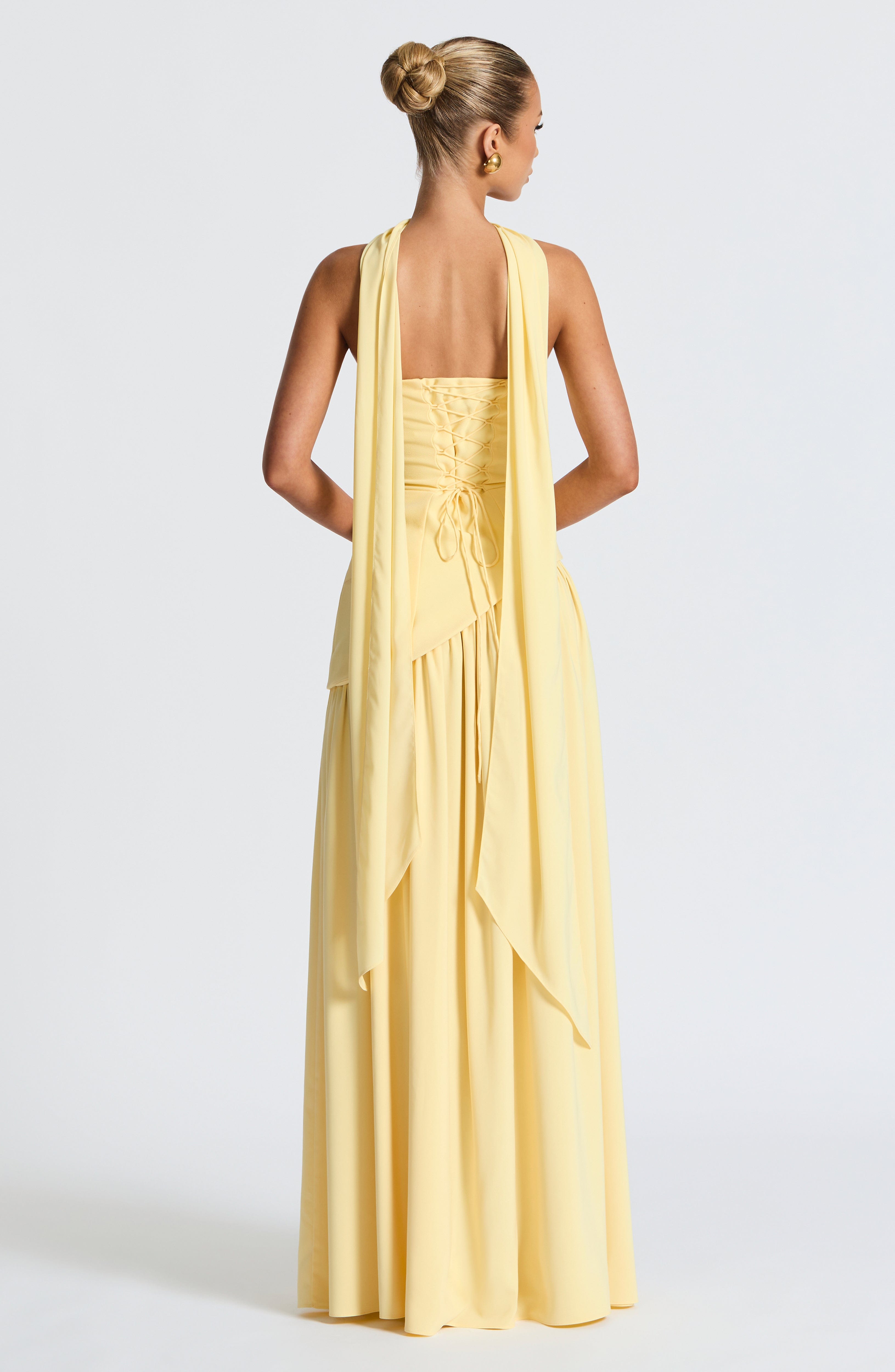 Women's Strapless Maxi Dress with High Split and Asymmetric Hem - 5