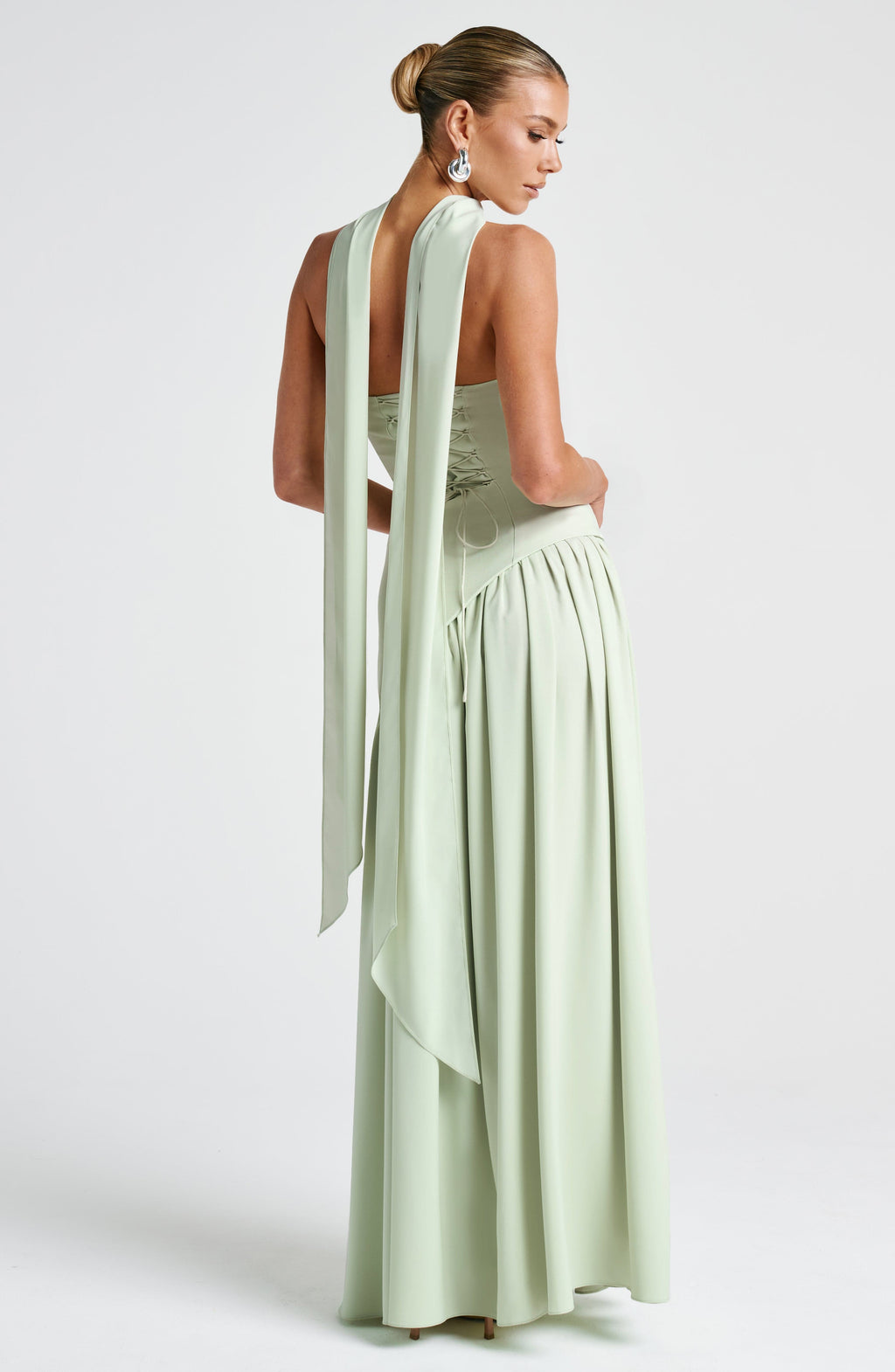 Women's Strapless Maxi Dress with Thigh Slit and Draped Skirt - 7