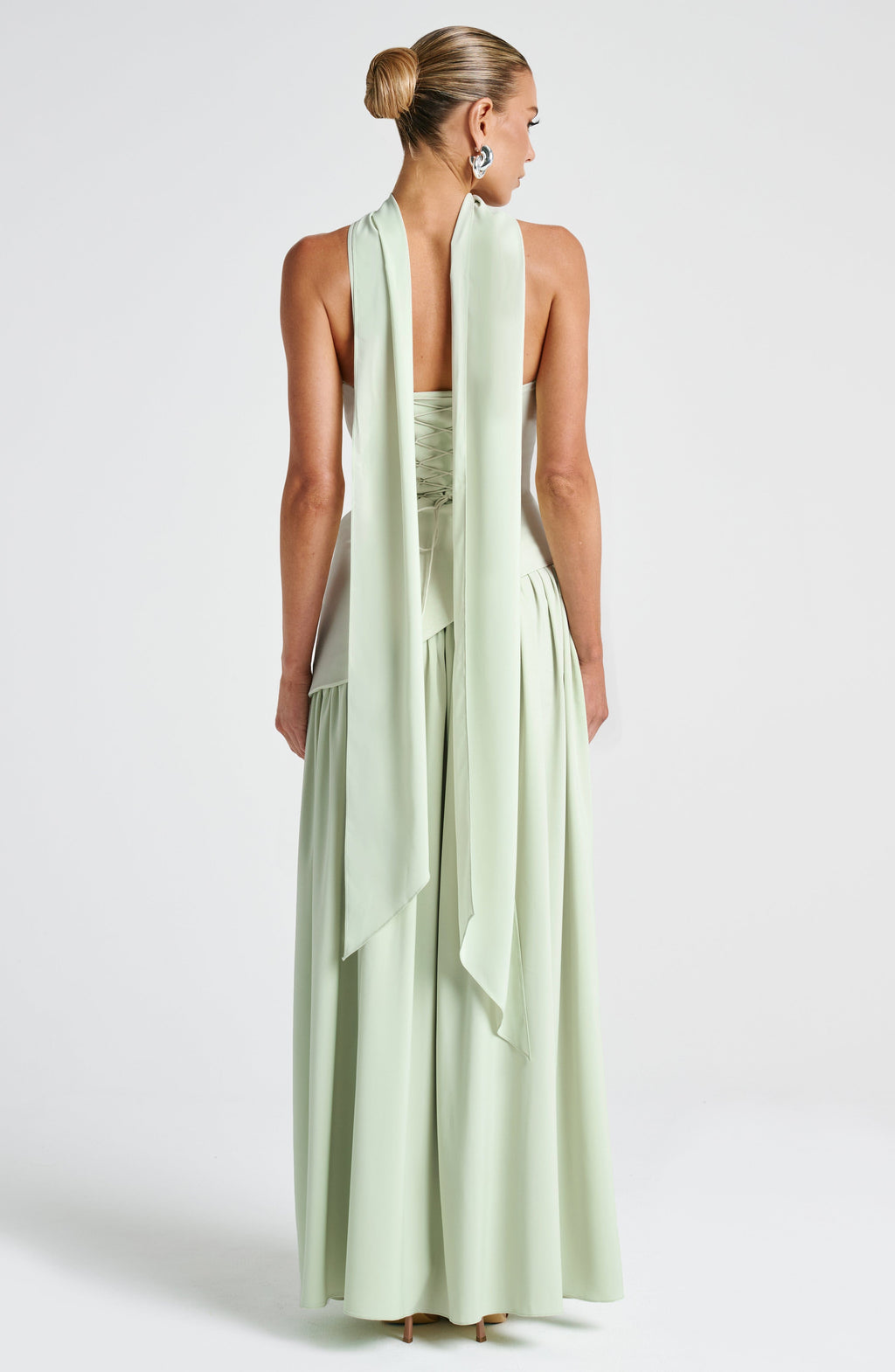 Women's Strapless Maxi Dress with Thigh Slit and Draped Skirt - 8