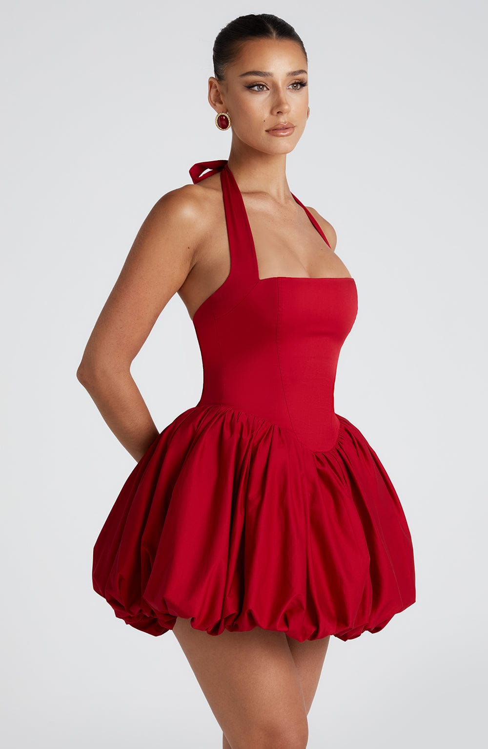 Women's Halterneck Mini Dress with Puffball Skirt - 10
