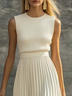 Sophia | Maxi Dress Sleeveless Knit Pleated Chiffon - 3