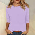 Women's Long Sleeve Top with Round Neck - Purple