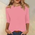 Women's Long Sleeve Top with Round Neck - Pink