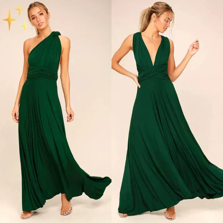 Women's Multiway Wrap Maxi Dress with Adjustable Straps