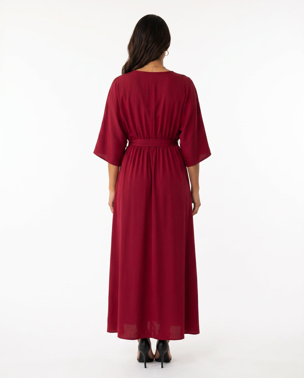 Women's Maxi Dress with Open Back and Tie-Back V-Neck - 9