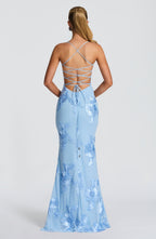 Women's Corset Maxi Dress with Floral Appliqué and Sweetheart Neckline - 4