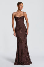 Women's Maxi Dress Sleeveless with Sweetheart Neckline and Corset Bodice - 8